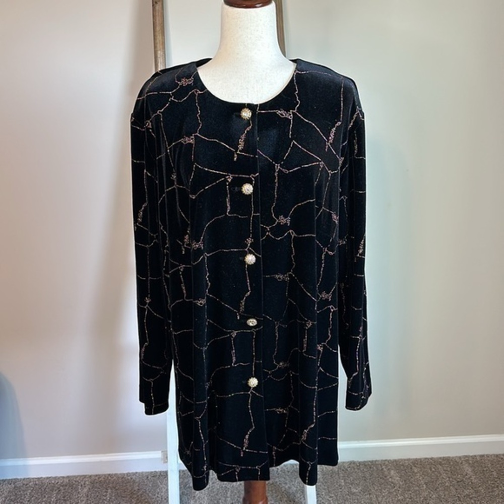 Vintage R&M Richard’s Velour and Glitter Jacket Size 18W in Good Used Condition